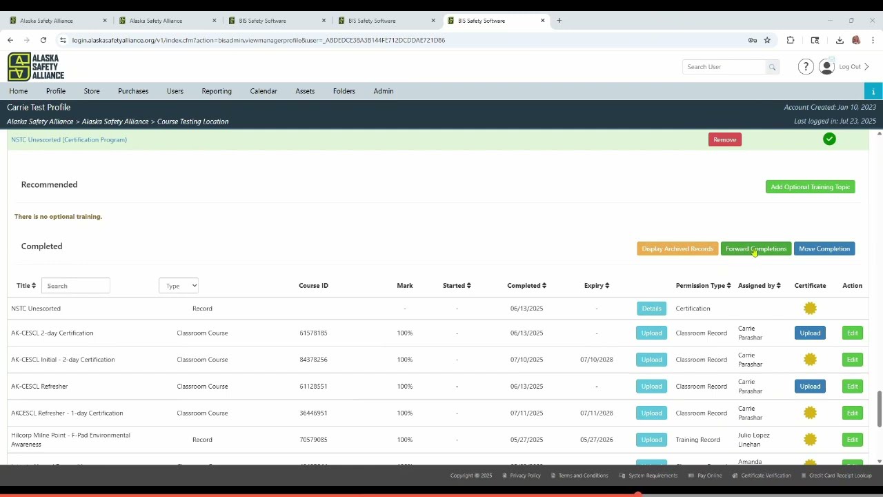 SRM Access to User NSTC Training Certificate