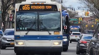 MTA #4104 on the Q55 on Myrtle Avenue and Seneca Avenue