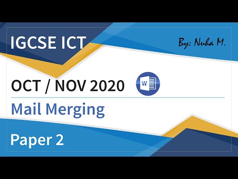 IGCSE ICT | Oct Nov 2020 | Paper 2 | Mail Merging Word