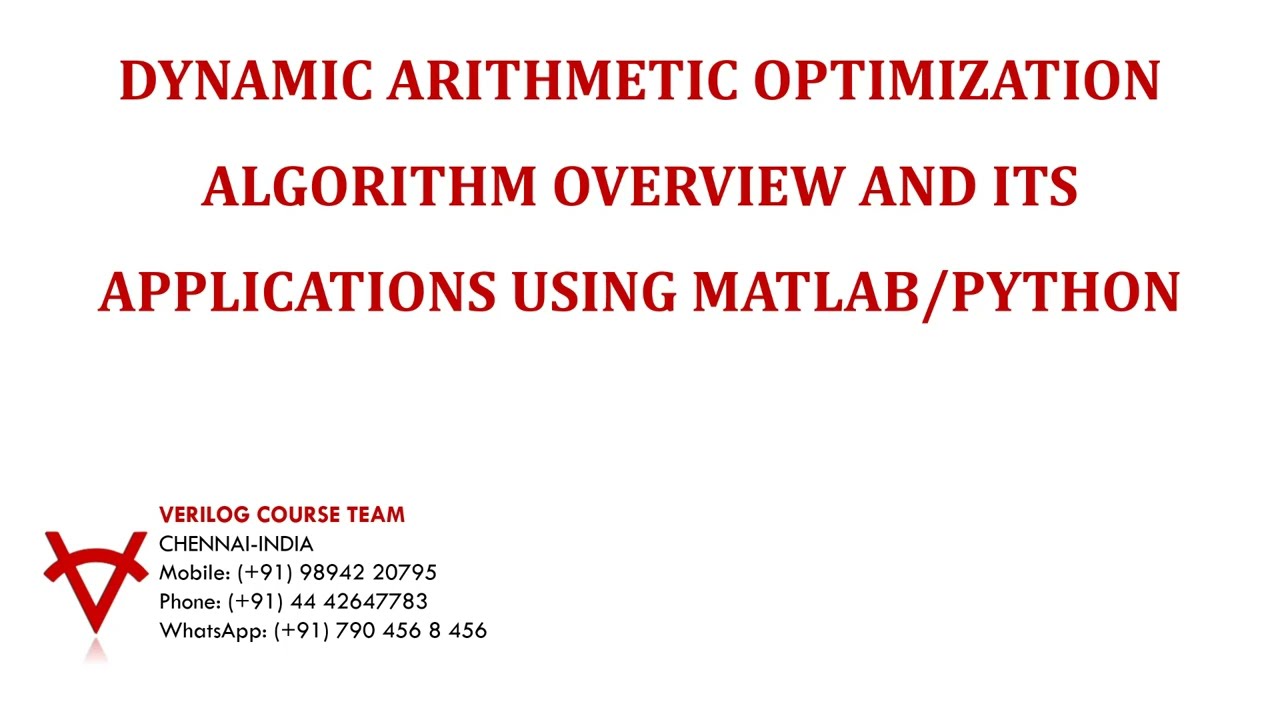 DYNAMIC ARITHMETIC OPTIMIZATION ALGORITHM OVERVIEW AND ITS APPLICATIONS USING MATLAB-PYTHON