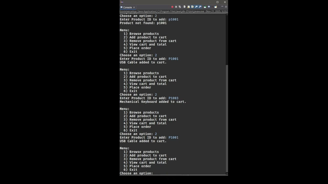 CS 1103 Unit 2 EcommerceApp Demonstration