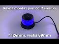Modro-červený LED maják 12/24V - 48x 1W LED / na pevnú montáž / ECE R10 (ø 124 x 89 mm) - Video Youtube