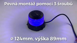 Robustný modro-červený LED maják, čierny hliník, 48W, ECE R10 