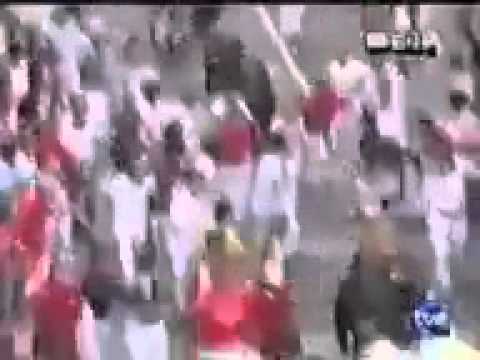July 8 2004 encierro with Cebada Gago bulls in Pamplona