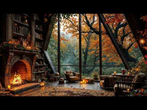 Autumn Day by the Fireplace 🍁✨ | Cozy Crackling Fire Ambience for Sleep & Relaxation