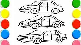 Car 3 Drawing and Coloring for kids and toddler | easy big drawing with colouring 