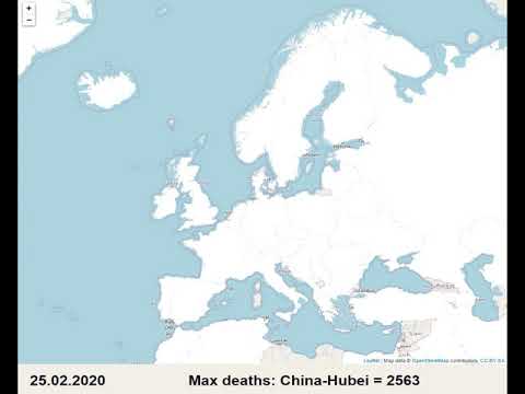 Timelapse map COVID19 deaths in Europe (15.4.2020)