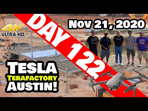 Tesla Gigafactory Austin 4K  Day 122 - 11/21/20 - Giga Texas Progress Continues - QUAD SQUAD meetup!