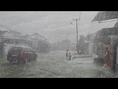 SUPER CRAZY RAIN! A VILLAGE PARADISE DESTROYED BY ASIA'S BIGGEST RAIN STORM AND WIND STORM!⛈️