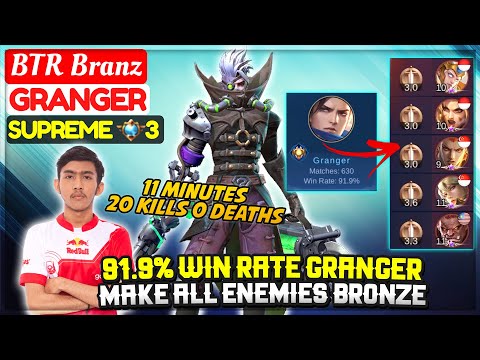 91.9% Win Rate Granger, Make All Enemies Bronze [ BTR Branz Granger ] KING BRANNNJET Mobile Legends