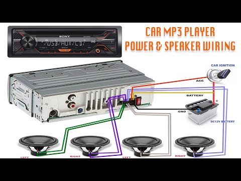 SONY Car MP3 player DC power supply connection & Speakers wire connection, Car MP3 player diagram