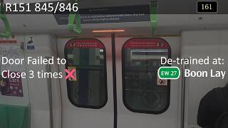(Door Failed To Close 3 Times) SMRT R151 845/846 De-trained at Boon Lay