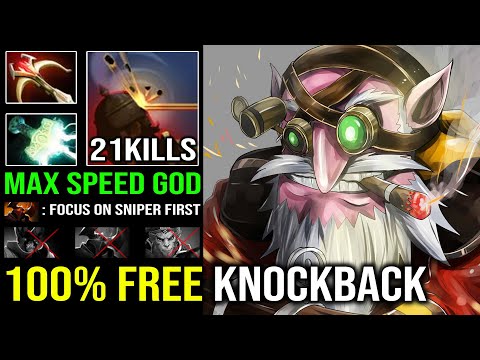BRUTAL Knockback 100% Free Hit Sniper Crazy Max Attack Speed with 1st Item Madness Mask Dota 2