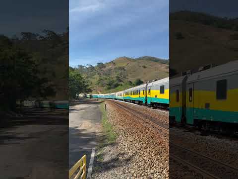 Trem de passageiros chegando na estação desembargador drummond / partindo e chegando em Antônio Dias