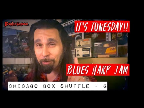 How To Not Suck with Chicago Style Blues Harp - Key of G Box Shuffle Harmonica Jam - Tunesday 38