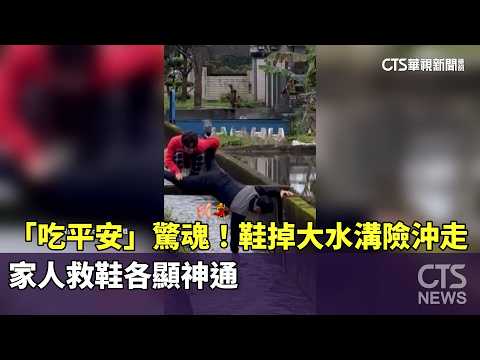 「吃平安」驚魂！　鞋掉大水溝險沖走　家人救鞋各顯神通