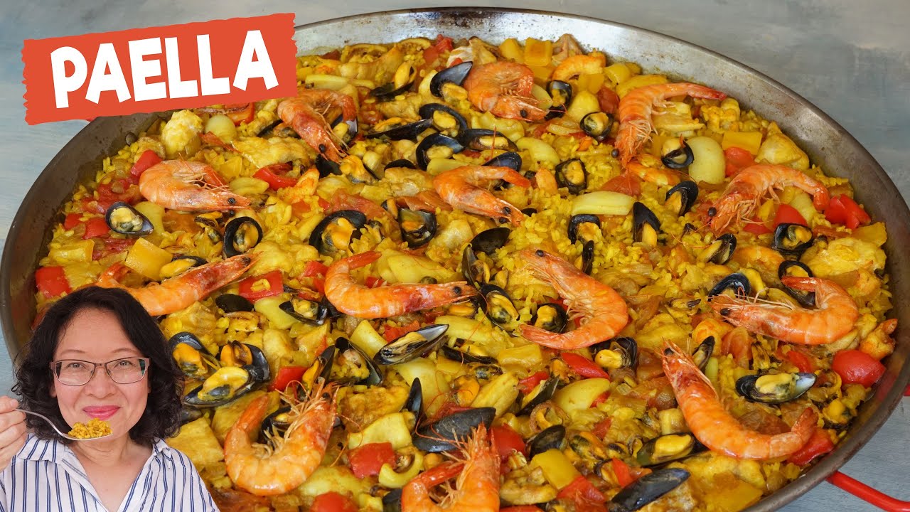 Paella poulet et fruits de mer