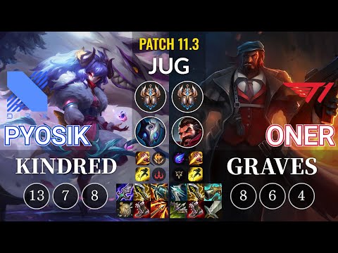 DRX Pyosik Kindred vs T1 Oner Graves Jungle - KR Patch 11.3