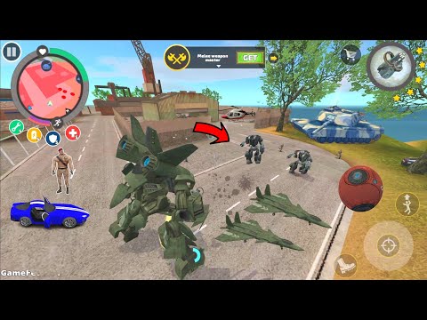 Rope Hero: Vice Town (Transformer Jet Airplane Fight Robot Car) Power Cave - #trending #Gameplay #HD