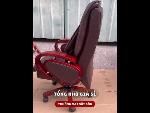 Ghế Giám Đốc Tay Gỗ Bọc Da Nâu - GGĐ31