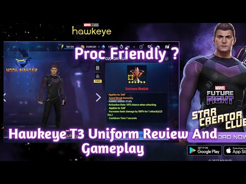 [MFF] Hawkeye T3 Uniform Review And Gameplay | Proc Friendly ? | Noobmaster | Marvel Future fight