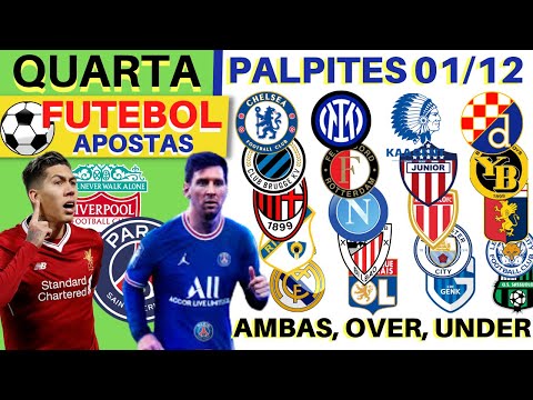 Palpites de Futebol para Hoje 01/12, QUARTA.