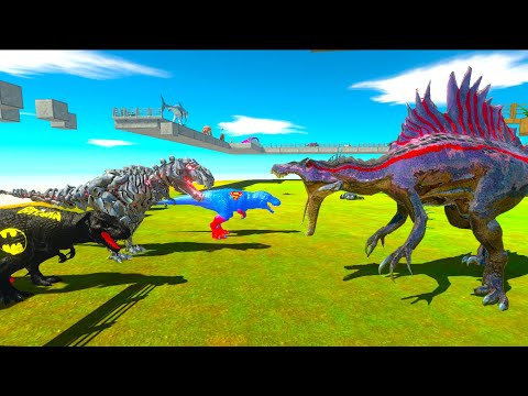 ALIEN SPINOSAURUS (JW mod) vs 3x T-REX PARKOUR DEATH RUN - ARBS