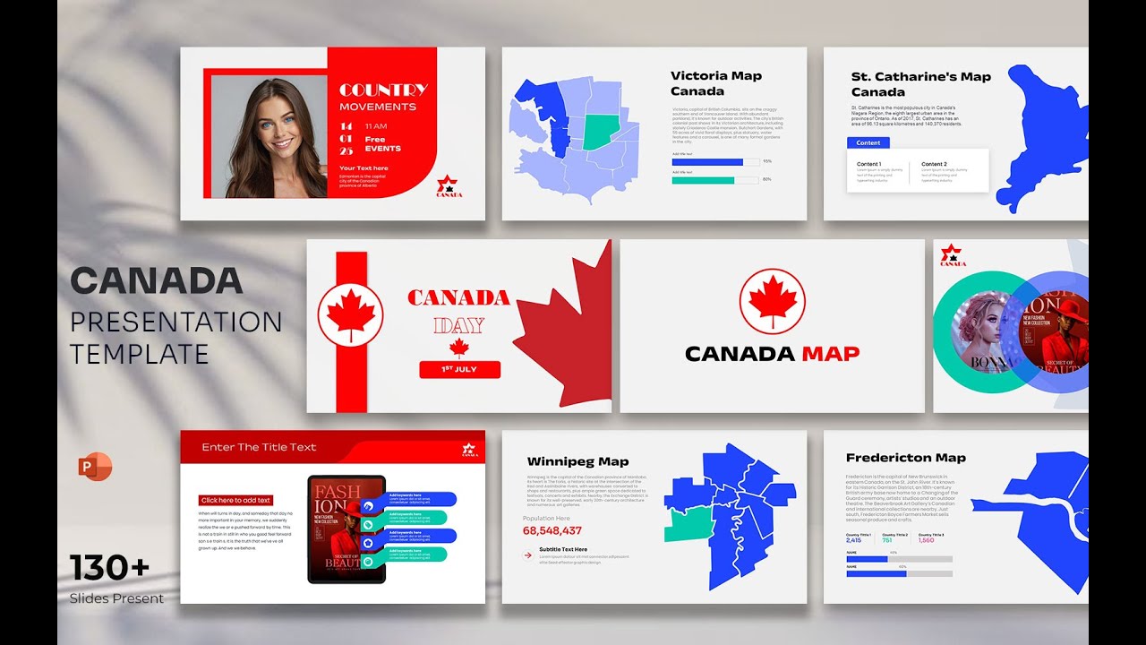 Canada All State Map Presentation Template
