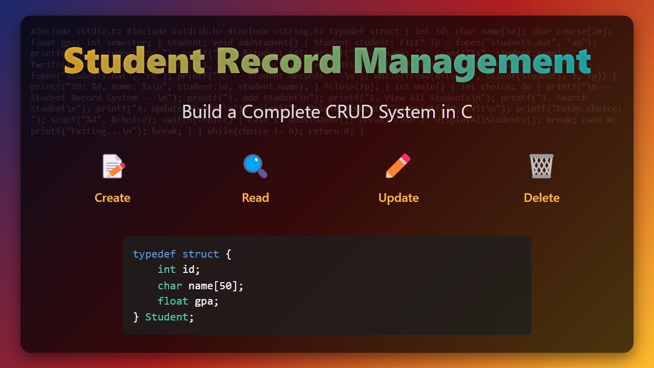 C Project Tutorial: Student Record Management System for Beginners