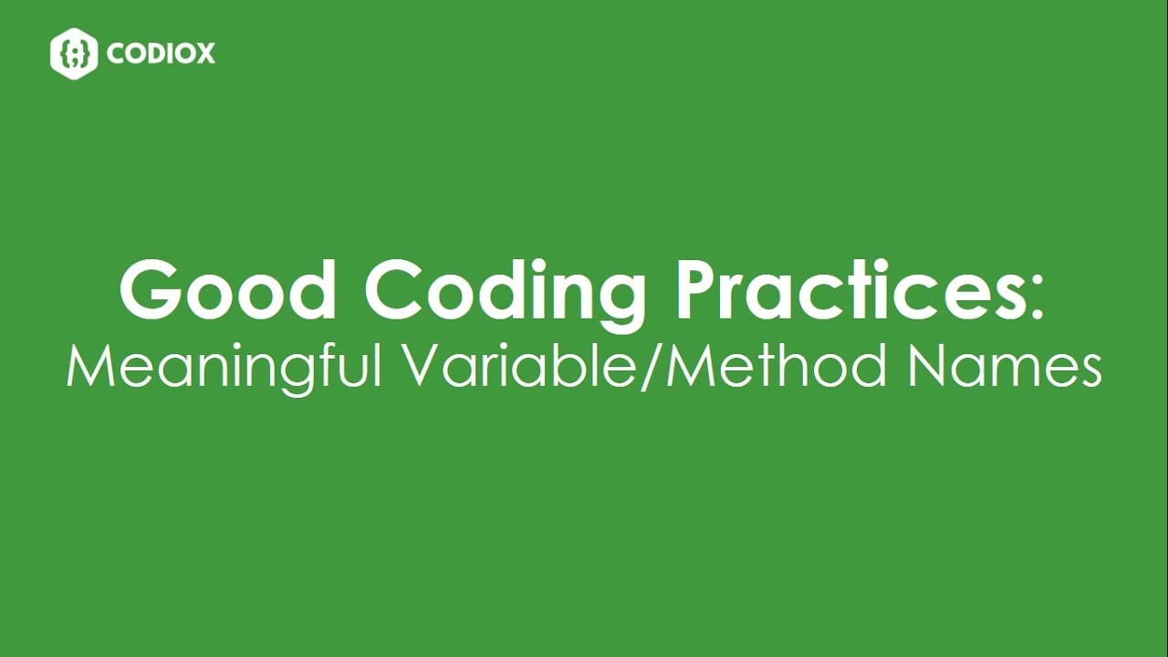 Good Coding Practices: Meaningful Variable/Method Names