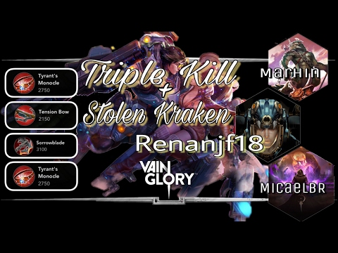 Vainglory Highlights - Triple Kill + Stolen Kraken Baron WP . Renanjf18 feat Marhin and MicaelBR