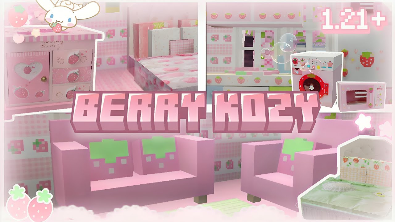 ݁  ˖𐙚 🌸 ꒰ Minecraft PE ꒱ berry kozy addon for 1.21+ ♡ 🍡