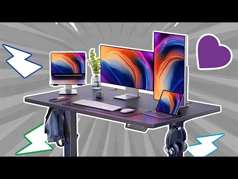 ErGear Height Adjustable Electric Standing Desk, 48 x 24 Inches Sit Stand up Desk, Memory Computer Home Office Desk, Vintage Brown video review thumbnail