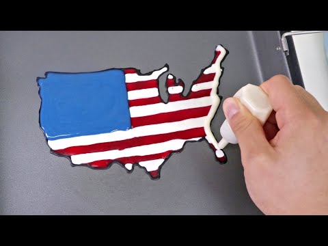 National Flag Pancake art - The United States (USA) Flag Map