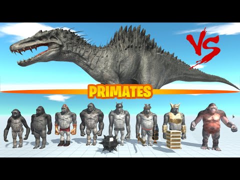 MUTANT PRIMATES vs S-REX (SPINOMINUS REX) V2.0 - Animal Revolt Battle Simulator