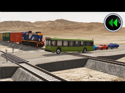 Reverse Cars vs Double Rails - Truck Rescue Bus Cars #2 - BeamNG Drive