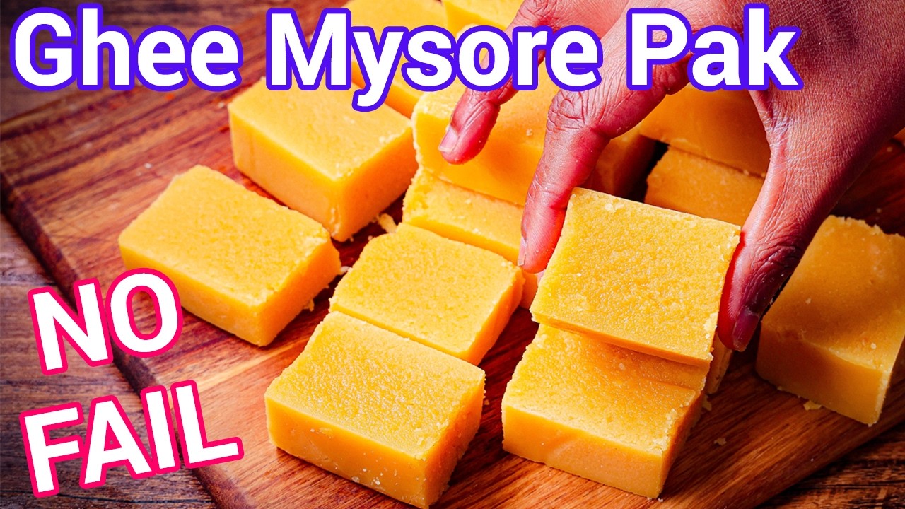 Ghee Mysore Pak Recipe | Bakery Style Melt in Mouth with Secret Tips - No Fail Sweet Recipe