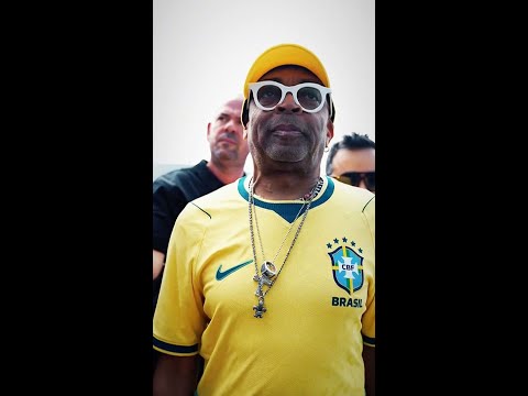 Spike Lee visits Brazil training wearing green and gold