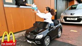 Bad Kids Driving Power Wheels Ride On Car - McDonalds Drive Thru Prank!