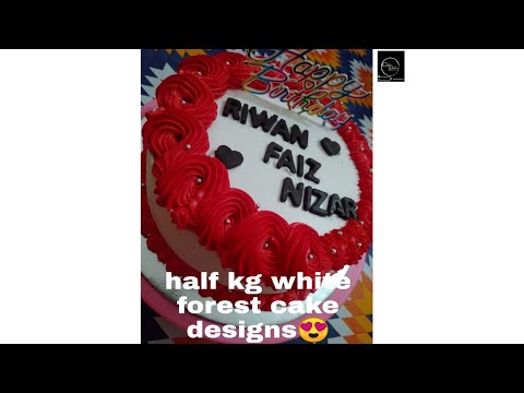 half kg white forest cake design😍