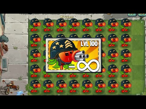 PvZ 2 Challenge - 40 Plants Level 100 use 1 POWER UP Vs Future Conehead Zombie Level 37