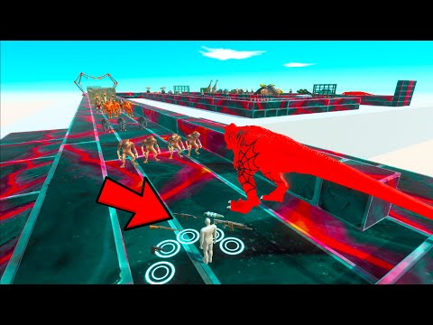 ⚔️ FPS EXTREME DEATH RACE WITH THE SPIDERMAN T-REX - Animal Revolt Battle Simulator