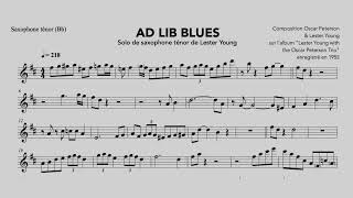 Ad Lib Blues (Peterson - Young) Lester young tenor sax solo's transcription.