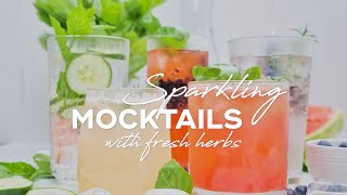 Refreshing Sparkling Mocktails with Mint, Basil, and Rosemary