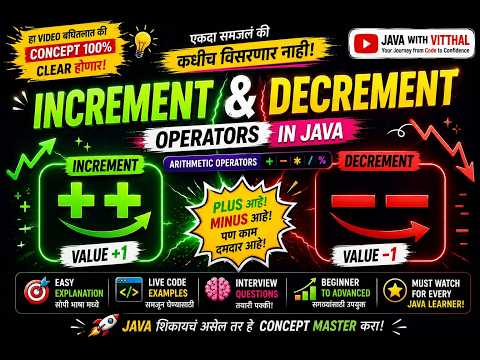Arithmetic Increment Decrement Operators In Java Core Java Tutorial In Marathi