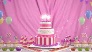 Happy Birthday Song Animation with various scenes of cakes and singing princess for a friend in HD