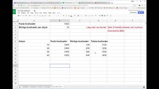 Google Kalkylark - Låsa celler i formler (video 5)