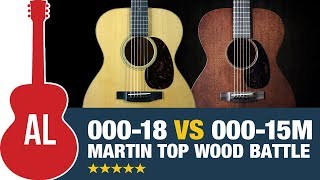 Video thumbnail for Martin 000-18 vs 000-15M (Spruce vs Mahogany Top Wood Battle) by Acoustic Letter