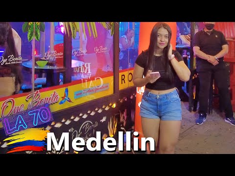 Medellín Colombia Walking Tour - LA 70 Party Nightlife Bars and Clubs 4K