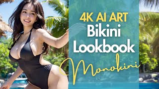 4K AI ART video - Japanese Model Lookbook - Swimsu